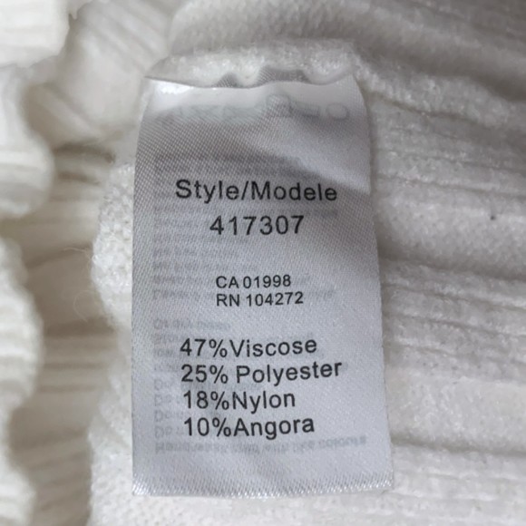 Gabby Isabella Angora Blend Ribbed Knit Crewneck Top Small Long Sleeve Fur Cuffs - Picture 4 of 8